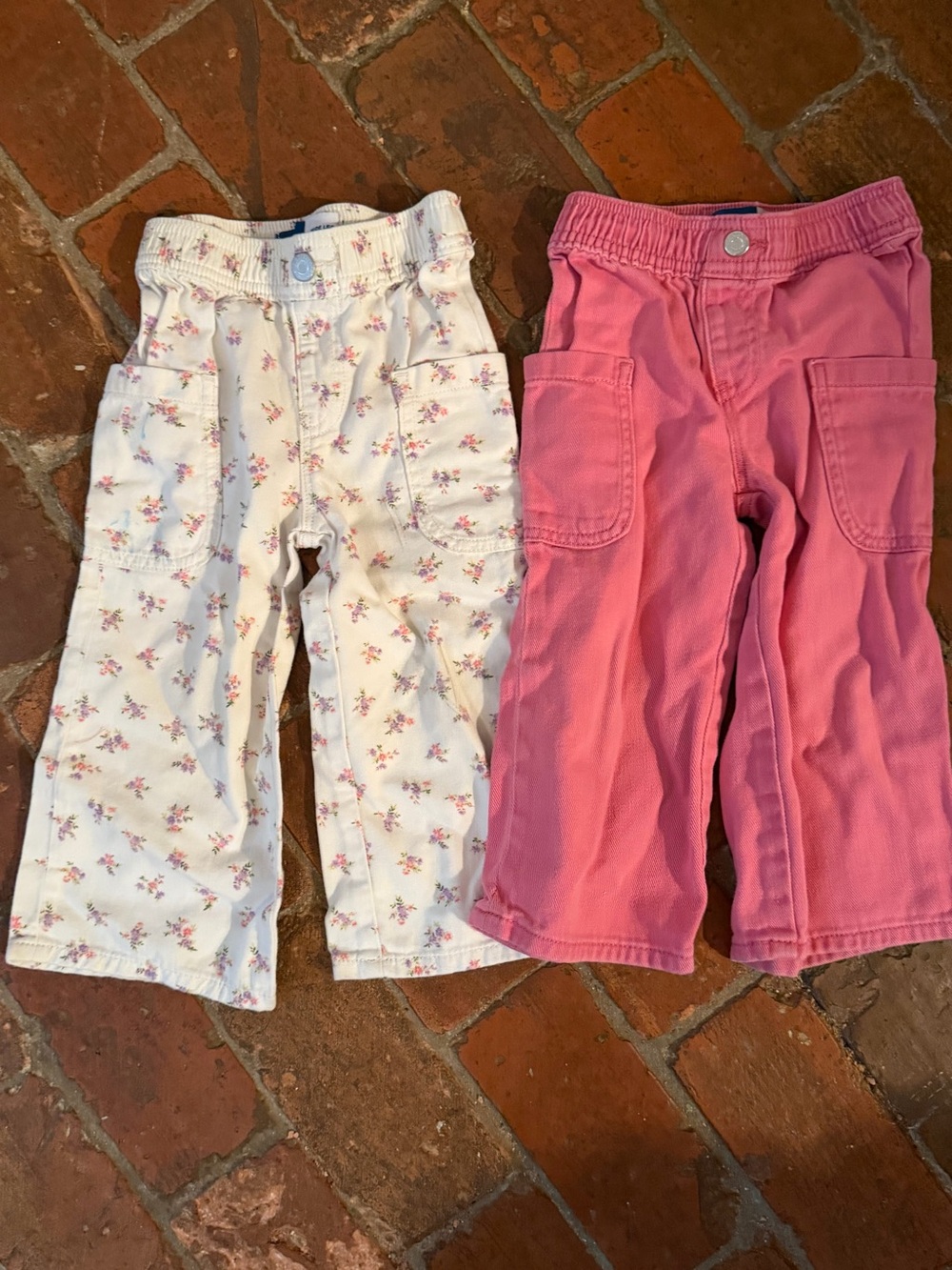 Old Navy Toddler Girls Wide Leg Pants Lot of 2 Floral Pink, Size 2T
